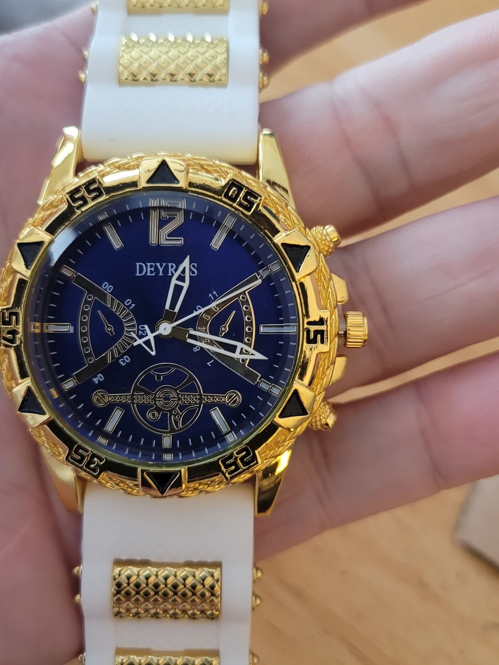 DEYROS Blue Dial Gold-Tone Watch